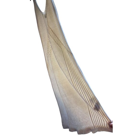 H&M Crochet Swim Cover-Up V-Neck Tank maxi Dress Cream L RR10485 GUC Sheer EUC - Picture 10 of 16